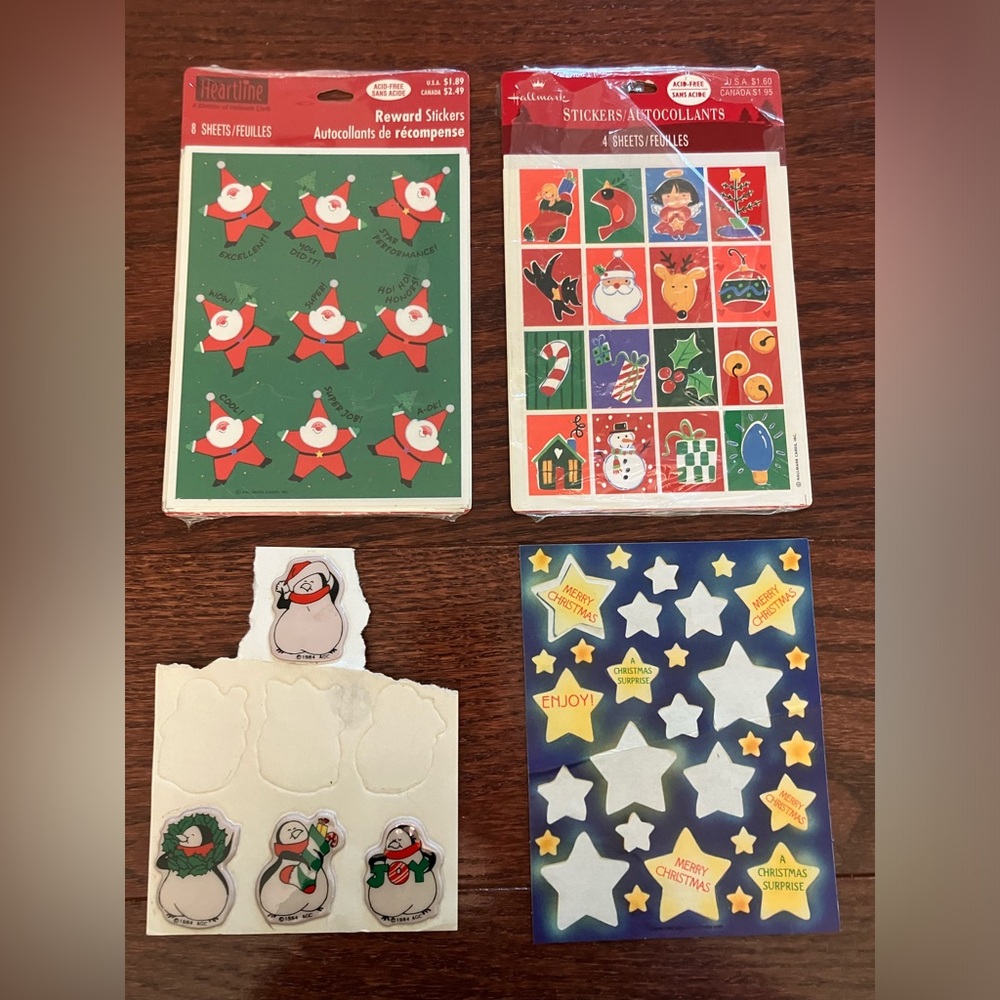 Vintage Christmas Stickers, Hallmark, Heartline, puffy and more
